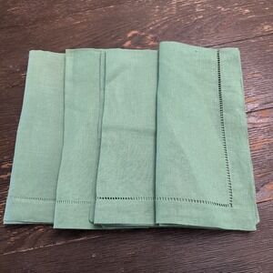 Villeroy & Boch Green Pure Linen 4 Piece 22 inch Napkins NEW